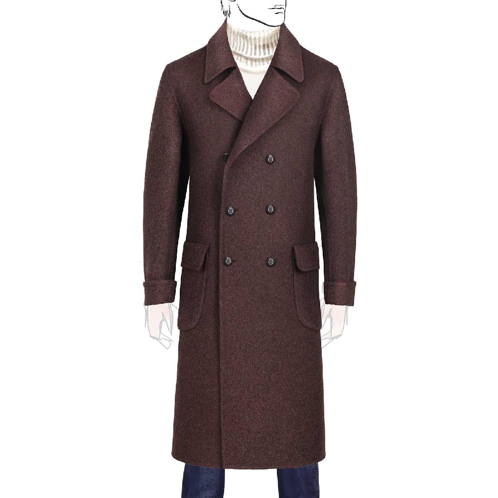 Rubinacci Cappotto doppio petto in cashmere bordeaux Limited Edition