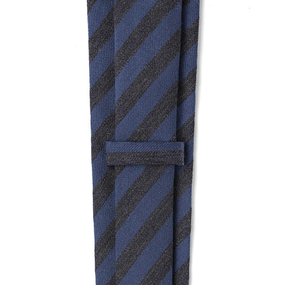 Rubinacci Cravatta In Twill Di Lana E Seta Regimental Blu E Grigio