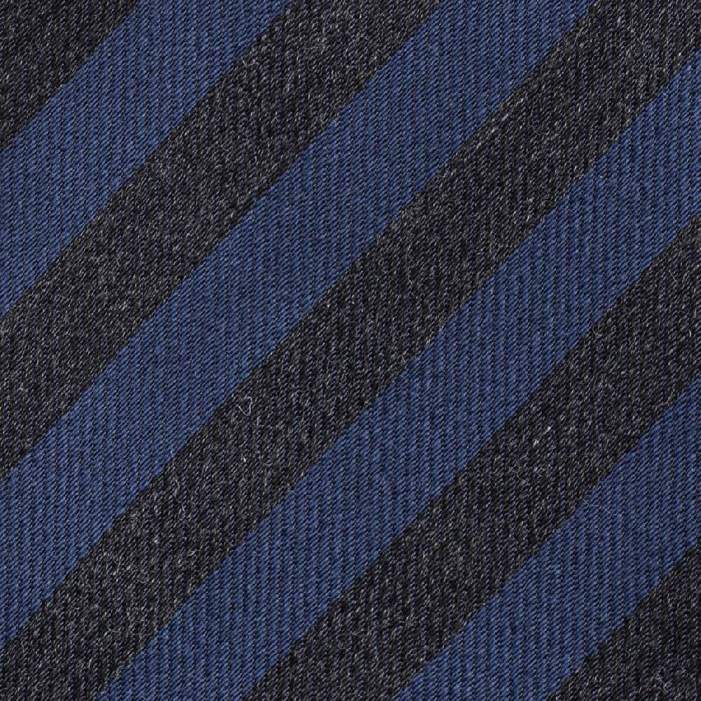 Rubinacci Cravatta In Twill Di Lana E Seta Regimental Blu E Grigio