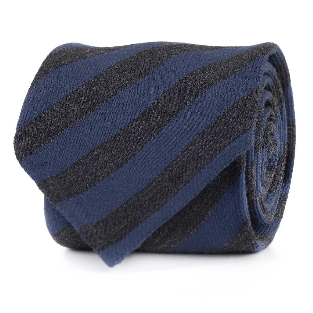 Rubinacci Cravatta in twill di lana e seta regimental blu e grigio