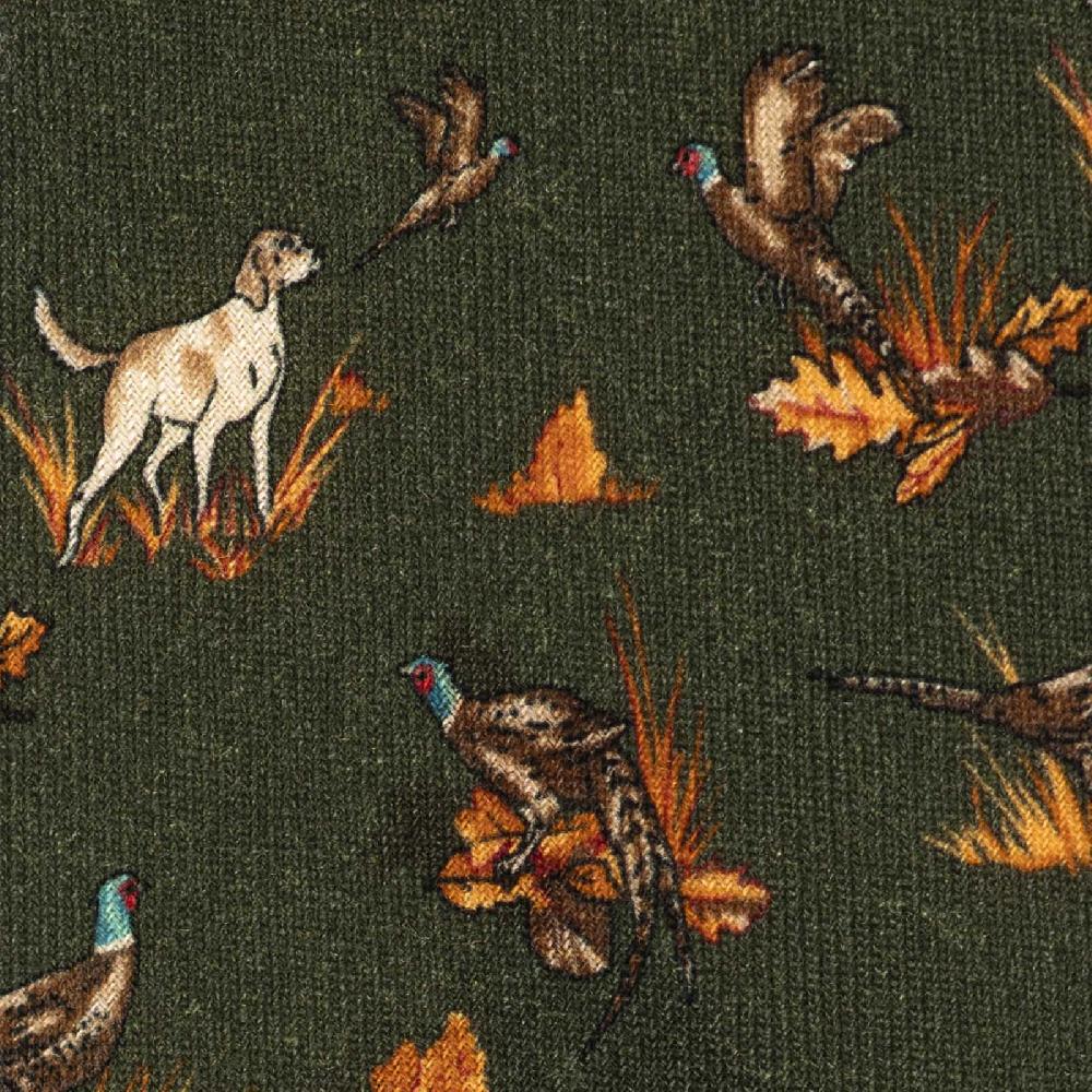 Rubinacci Cravatta In Twill Di Lana Verde Con Stampa Cane