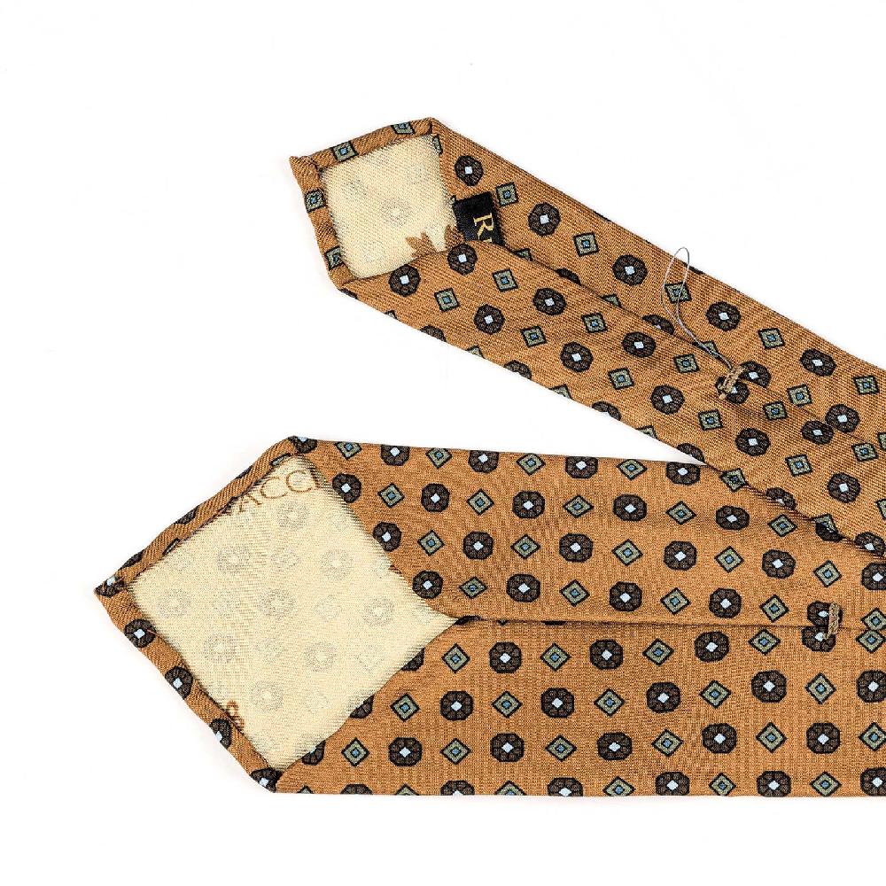 Rubinacci Cravatta In Twill Di Seta Arancio Con Stampa Floreale