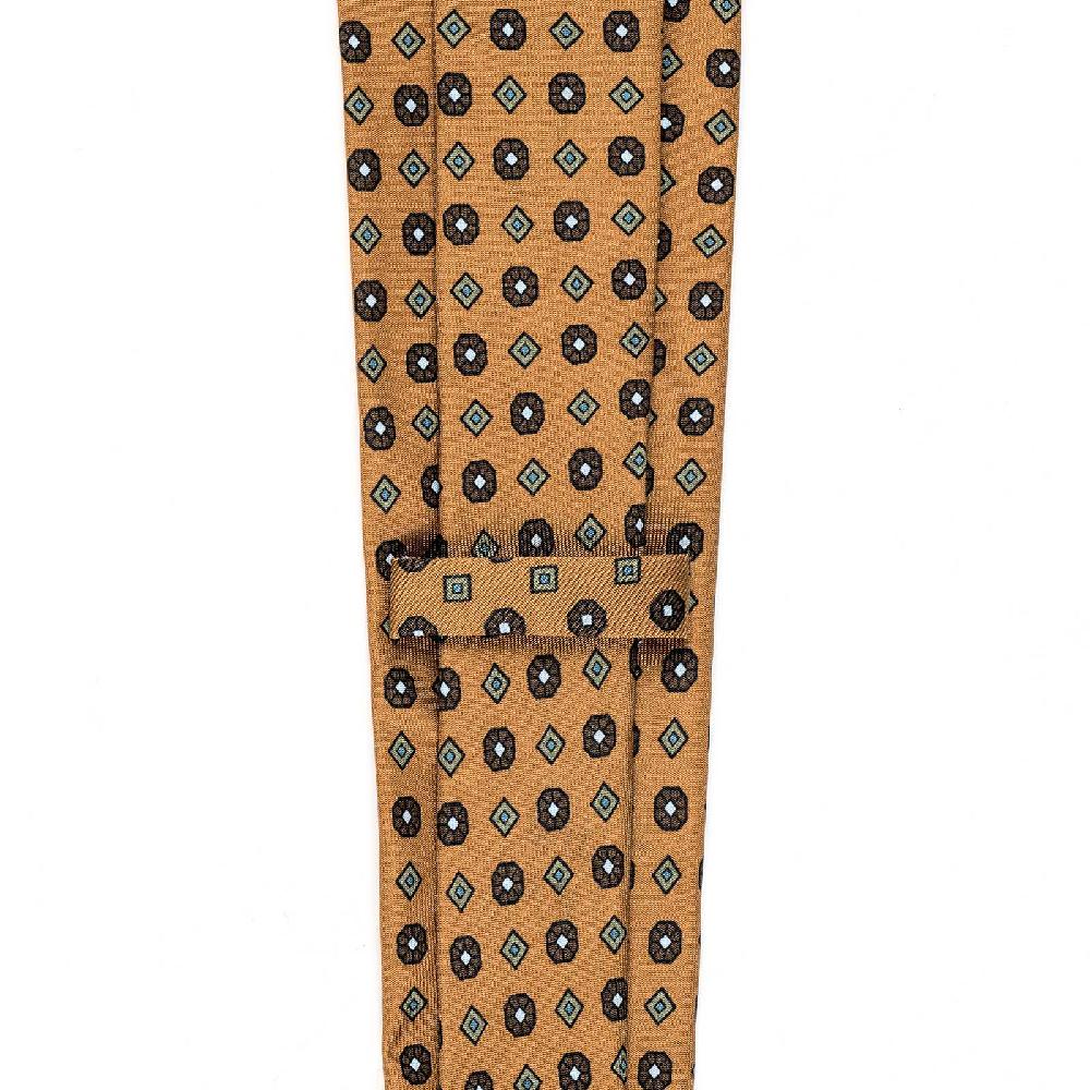 Rubinacci Cravatta In Twill Di Seta Arancio Con Stampa Floreale