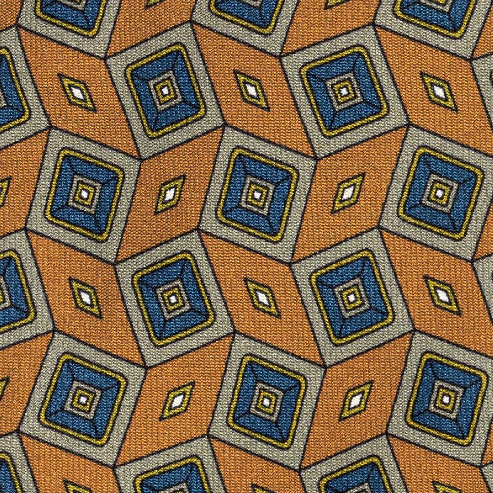 Rubinacci Cravatta In Twill Di Seta Arancio Con Stampa Geometrica