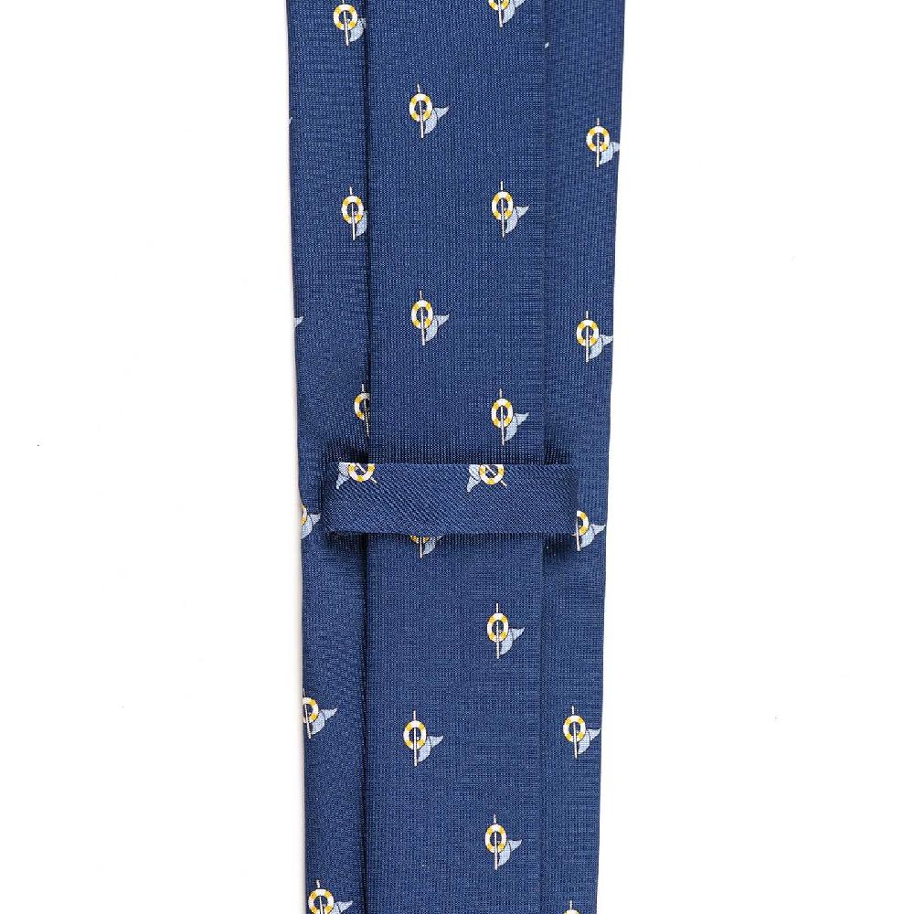 Rubinacci Cravatta In Twill Di Seta Blu Chiaro Con Stampa Delfino