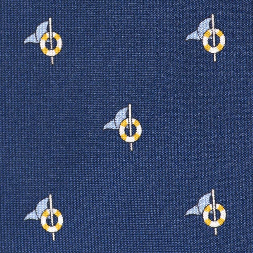 Rubinacci Cravatta In Twill Di Seta Blu Chiaro Con Stampa Delfino