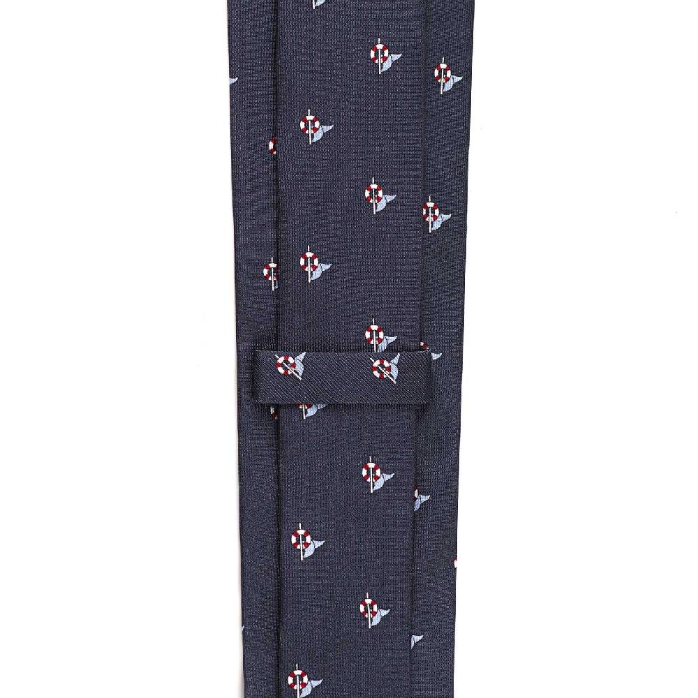 Rubinacci Cravatta In Twill Di Seta Blu Con Stampa Delfino