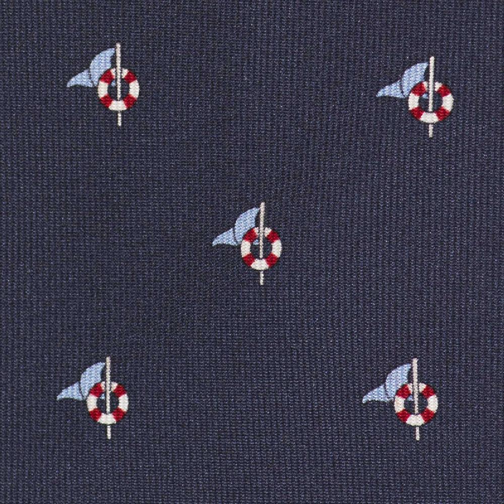 Rubinacci Cravatta In Twill Di Seta Blu Con Stampa Delfino