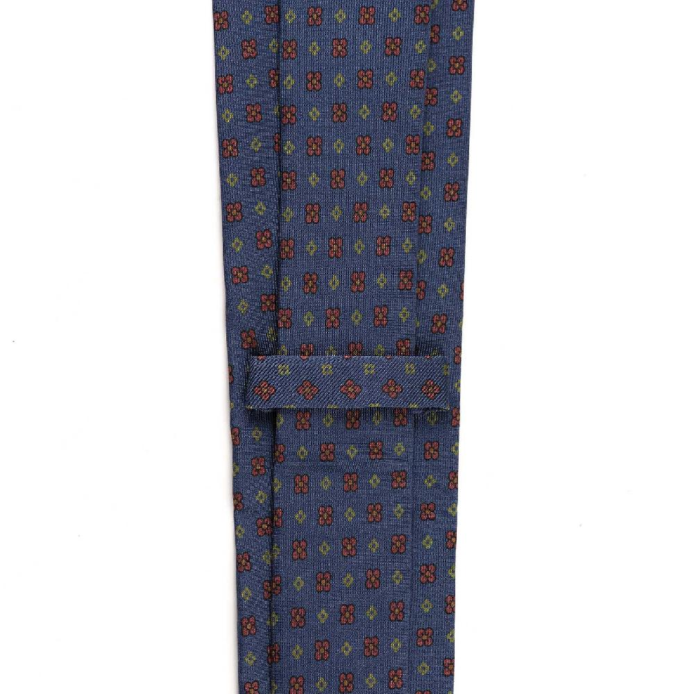 Rubinacci Cravatta In Twill Di Seta Blu Con Stampa Floreale
