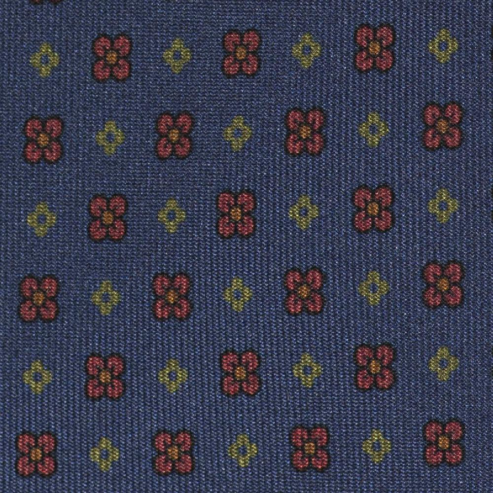 Rubinacci Cravatta In Twill Di Seta Blu Con Stampa Floreale
