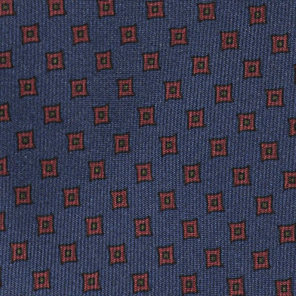 Rubinacci Cravatta In Twill Di Seta Blu Con Stampa Geometrica