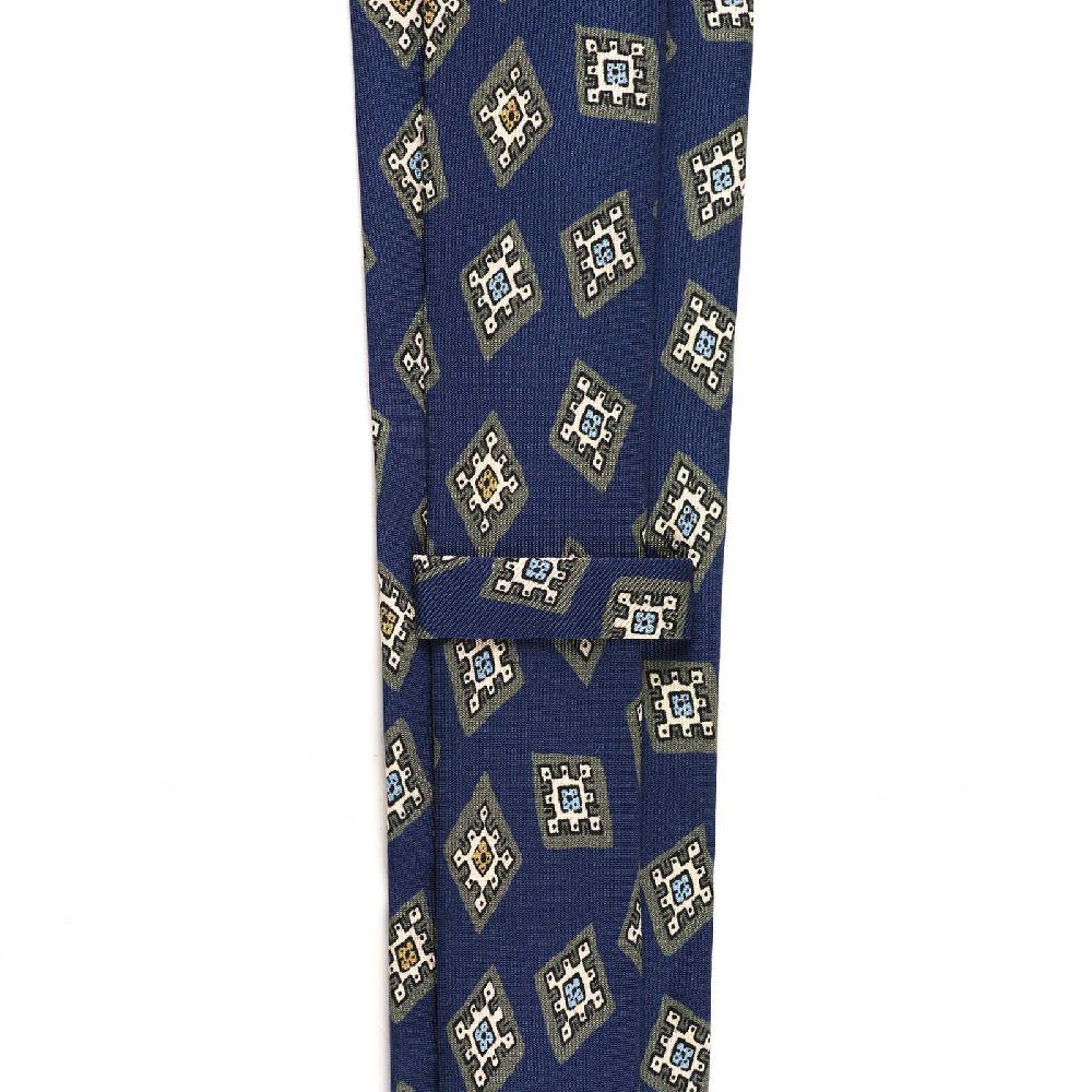 Rubinacci Cravatta In Twill Di Seta Bluette Con Stampa Geometrica