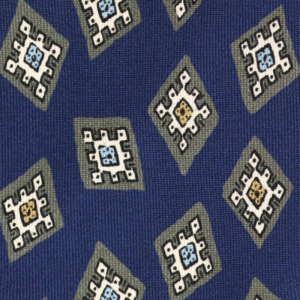 Rubinacci Cravatta In Twill Di Seta Bluette Con Stampa Geometrica