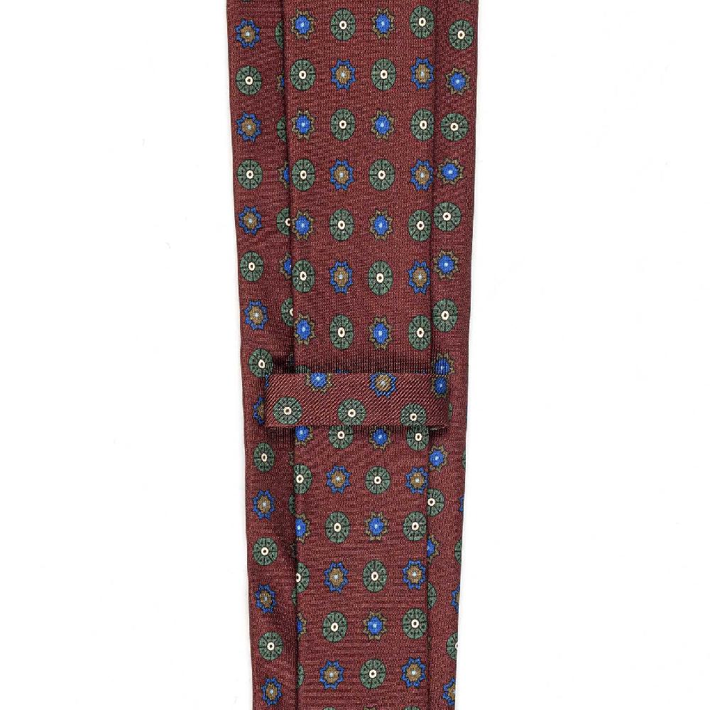 Rubinacci Cravatta In Twill Di Seta Bordeaux Con Stampa Floreale