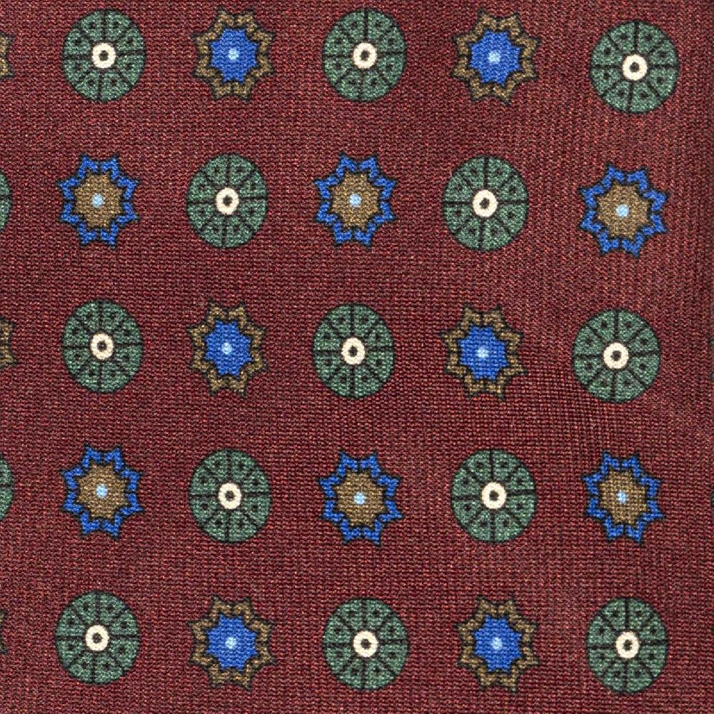 Rubinacci Cravatta In Twill Di Seta Bordeaux Con Stampa Floreale