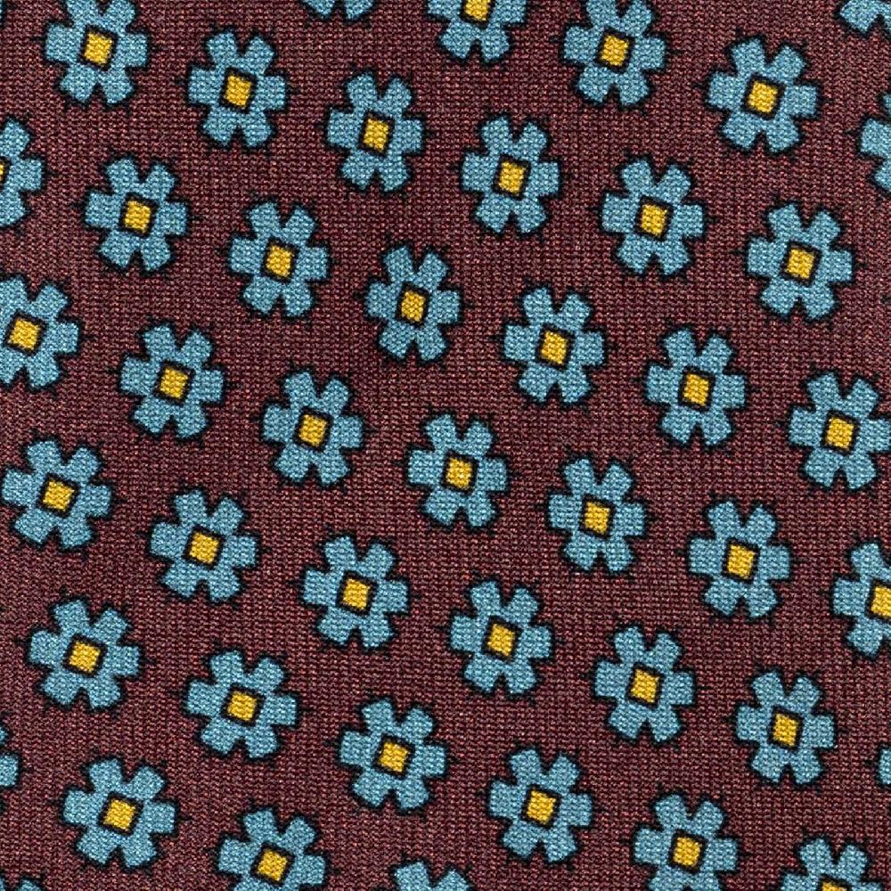 Rubinacci Cravatta In Twill Di Seta Bordeaux Con Stampa Floreale
