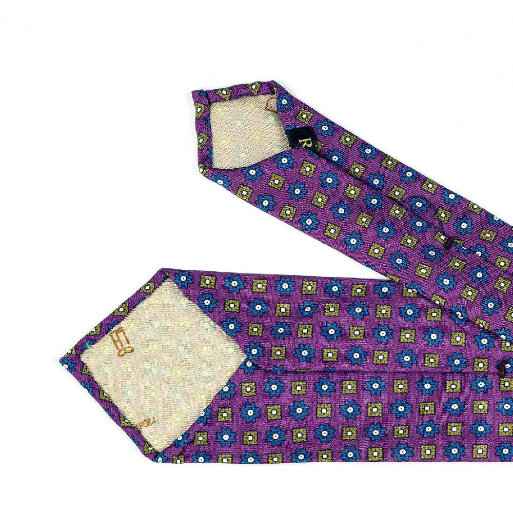 Rubinacci Cravatta In Twill Di Seta Ciclamino Con Stampa Floreale