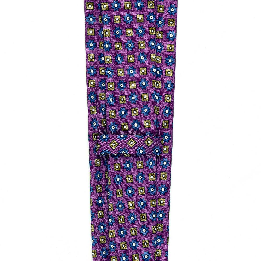 Rubinacci Cravatta In Twill Di Seta Ciclamino Con Stampa Floreale