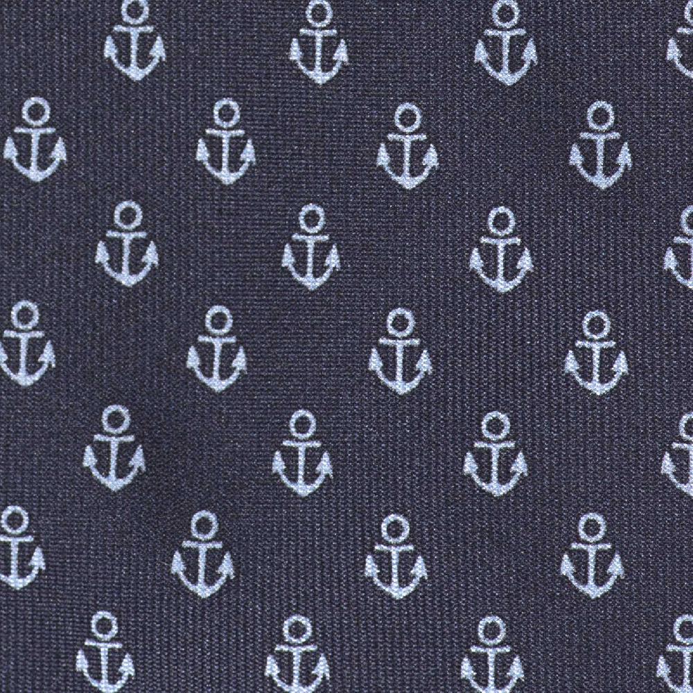 Rubinacci Cravatta In Twill Di Seta Con Stampa Ancora Azzurra