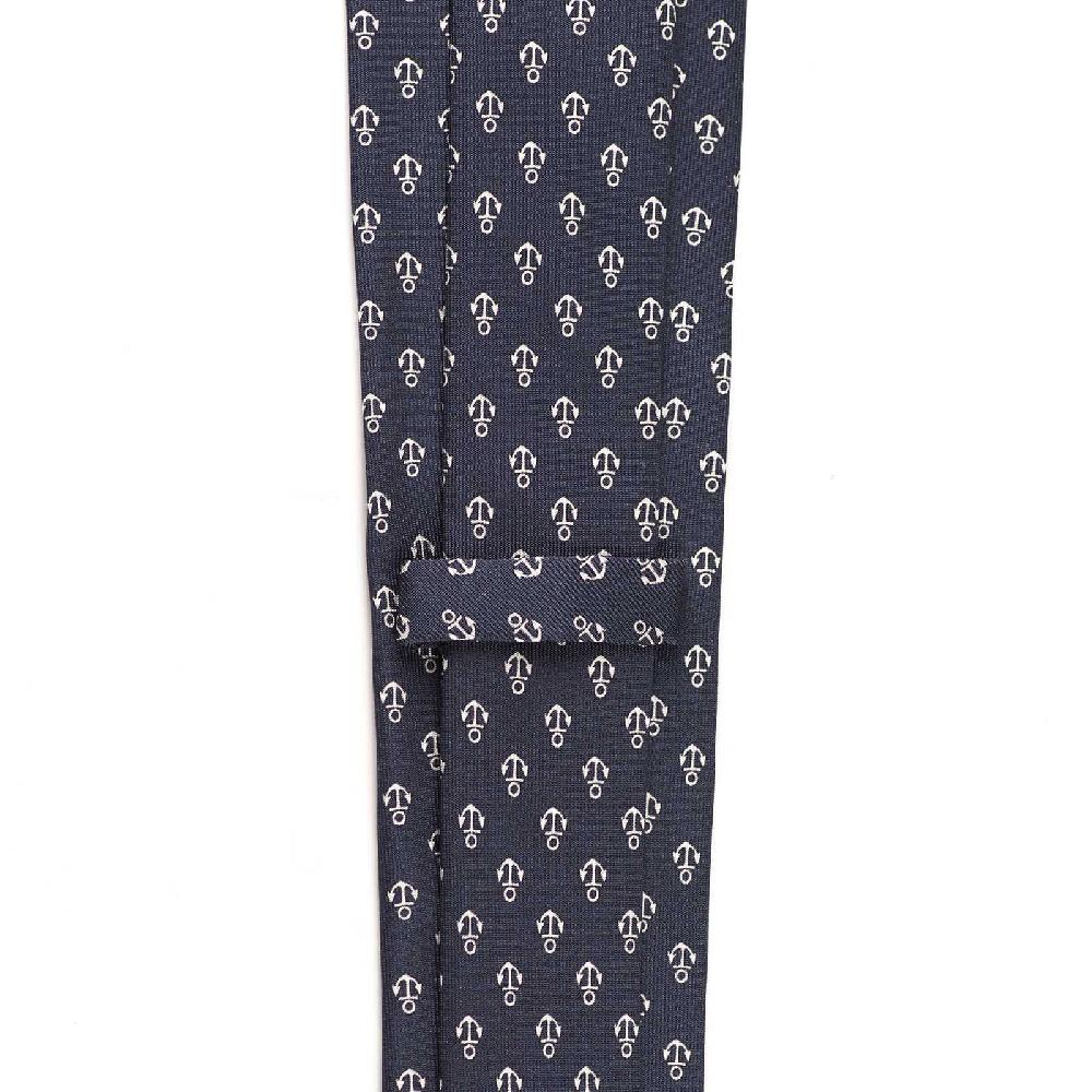 Rubinacci Cravatta In Twill Di Seta Con Stampa Ancora Bianca