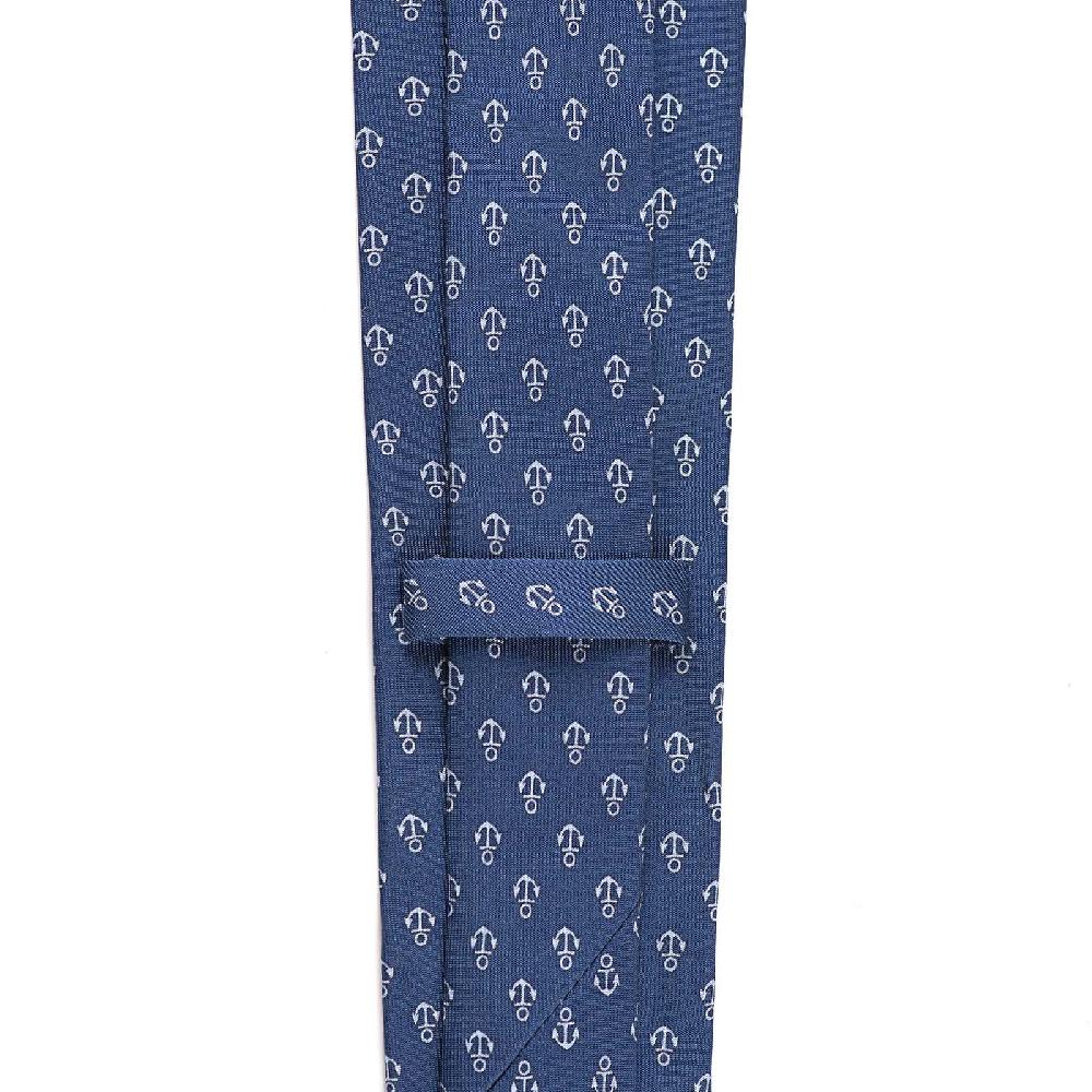 Rubinacci Cravatta In Twill Di Seta Con Stampa Ancora Celeste