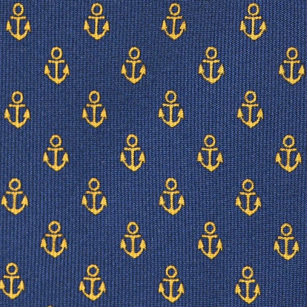 Rubinacci Cravatta In Twill Di Seta Con Stampa Ancora Gialla