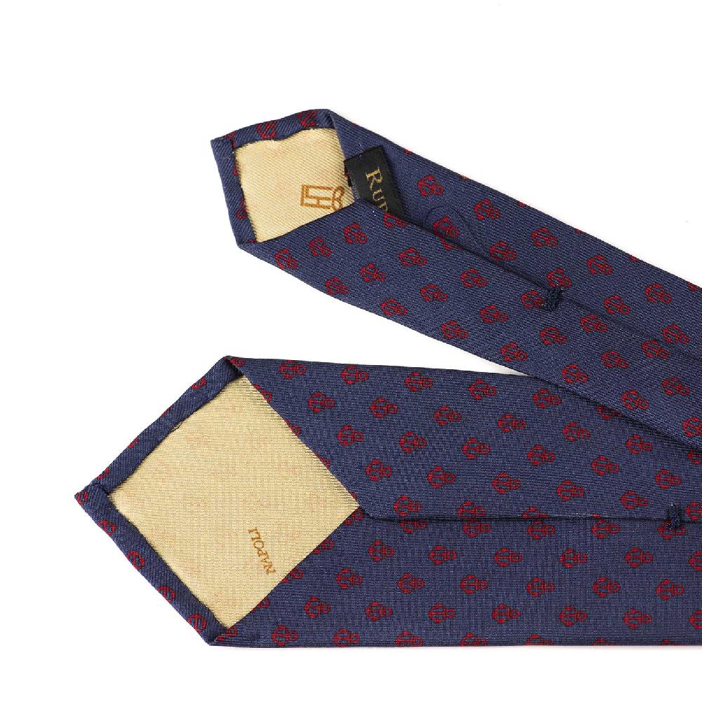 Rubinacci Cravatta In Twill Di Seta Con Stampa Ancora Rossa