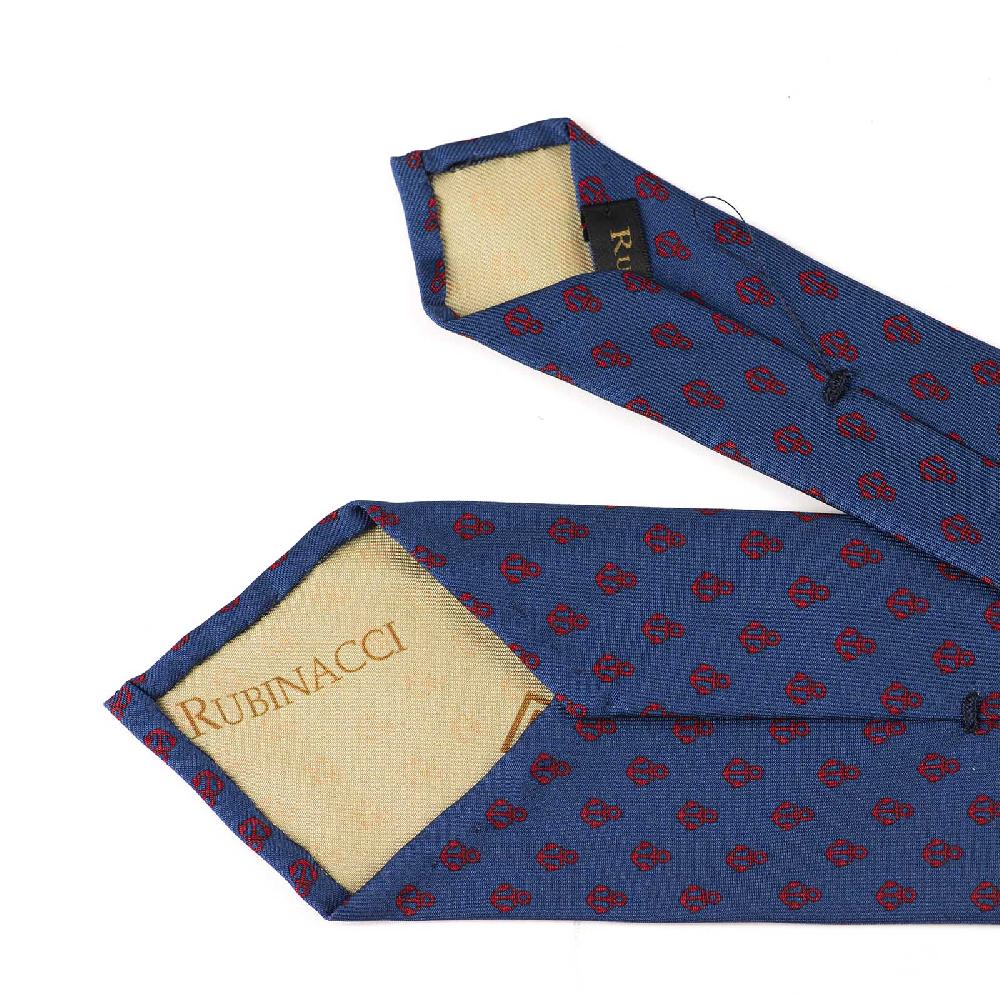 Rubinacci Cravatta In Twill Di Seta Con Stampa Ancora Rossa