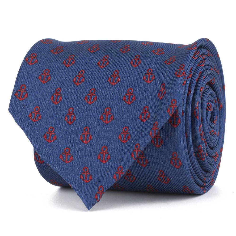 Rubinacci Cravatta in twill di seta con stampa ancora rossa