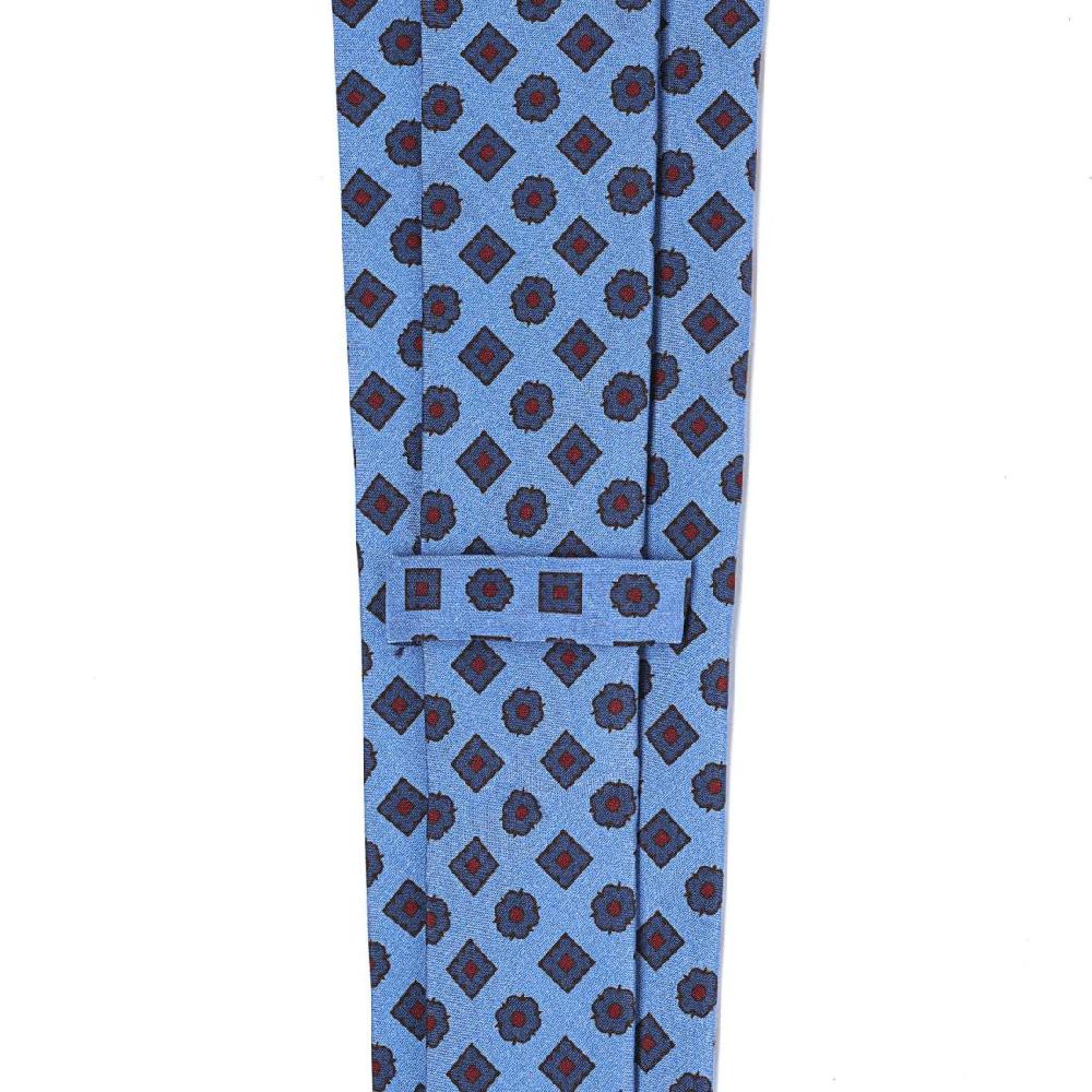 Rubinacci Cravatta In Twill Di Seta Con Stampa Floreale Azzurra