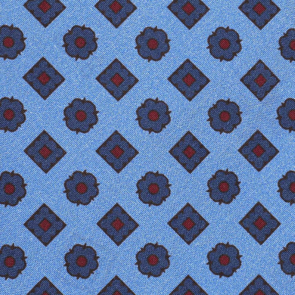 Rubinacci Cravatta In Twill Di Seta Con Stampa Floreale Azzurra