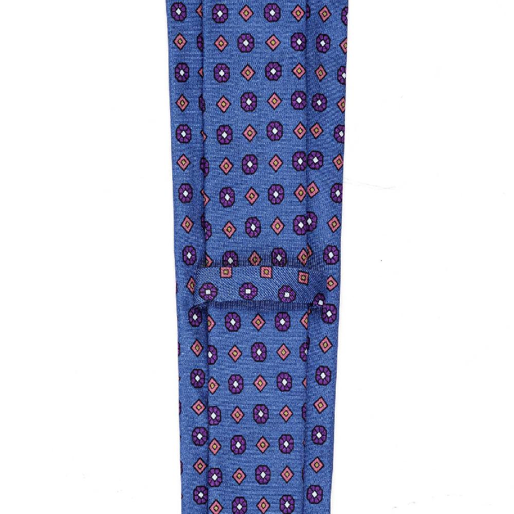 Rubinacci Cravatta In Twill Di Seta Con Stampa Floreale Blu