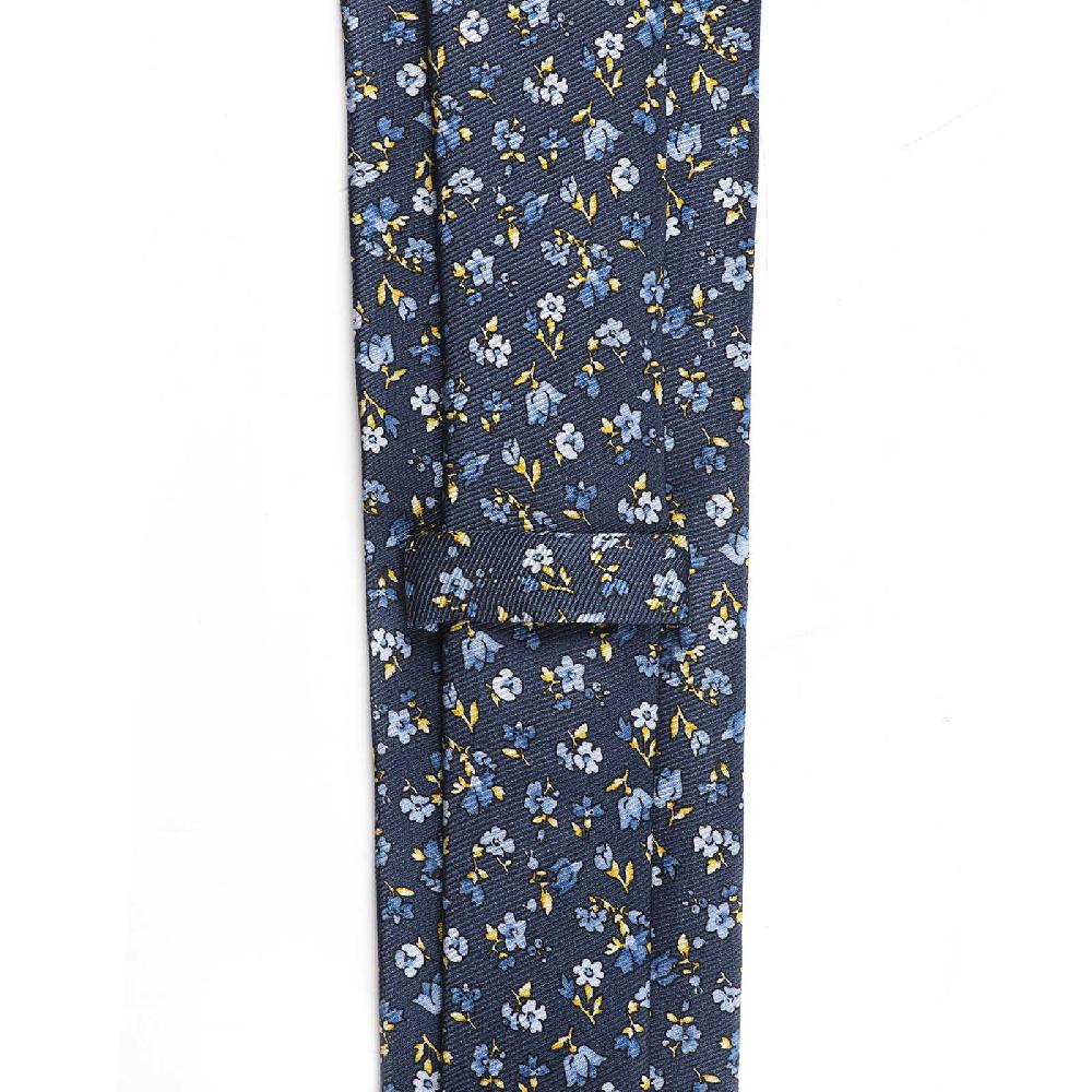 Rubinacci Cravatta In Twill Di Seta Con Stampa Floreale Blu