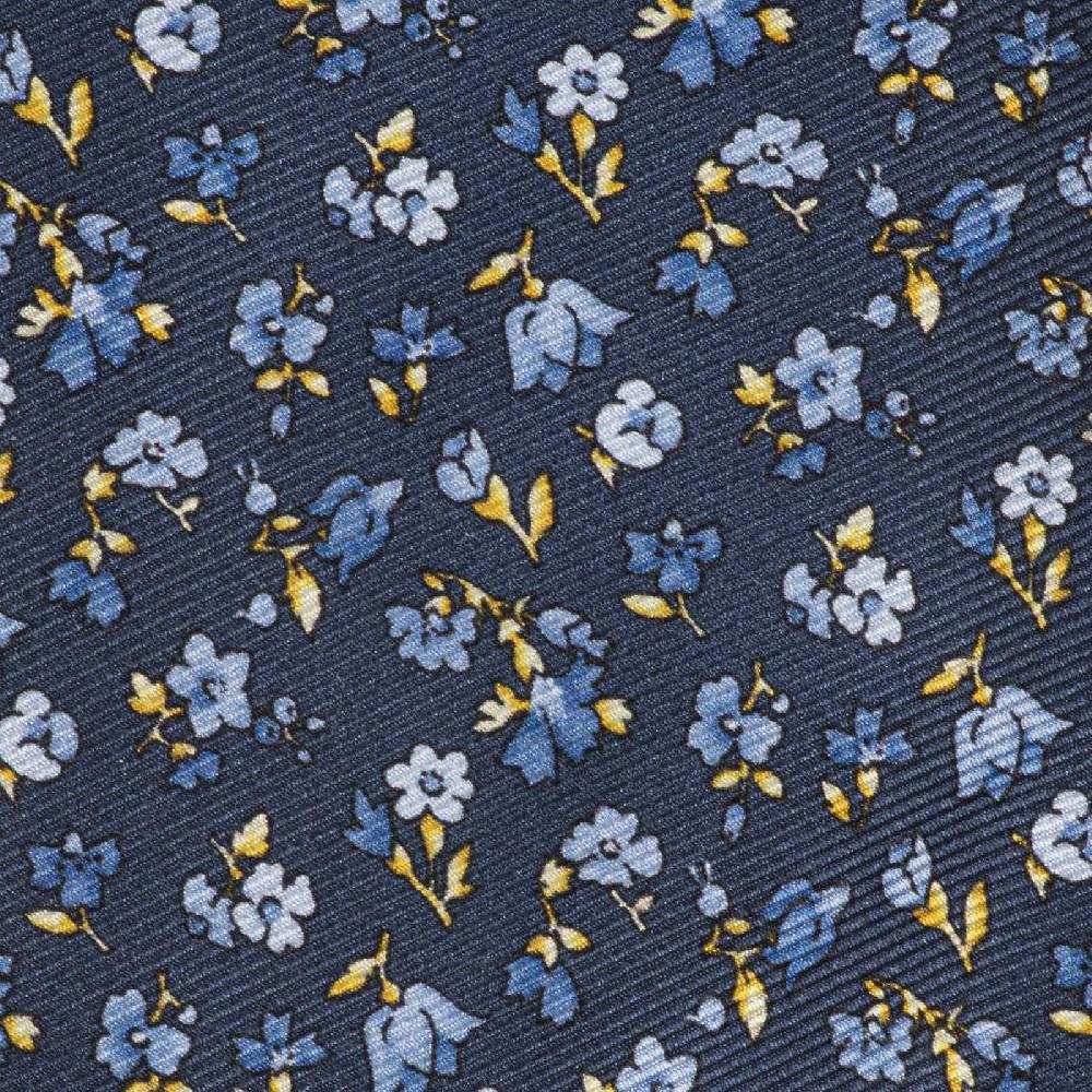 Rubinacci Cravatta In Twill Di Seta Con Stampa Floreale Blu