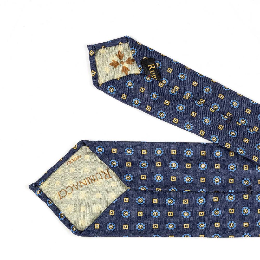 Rubinacci Cravatta In Twill Di Seta Con Stampa Floreale Blu