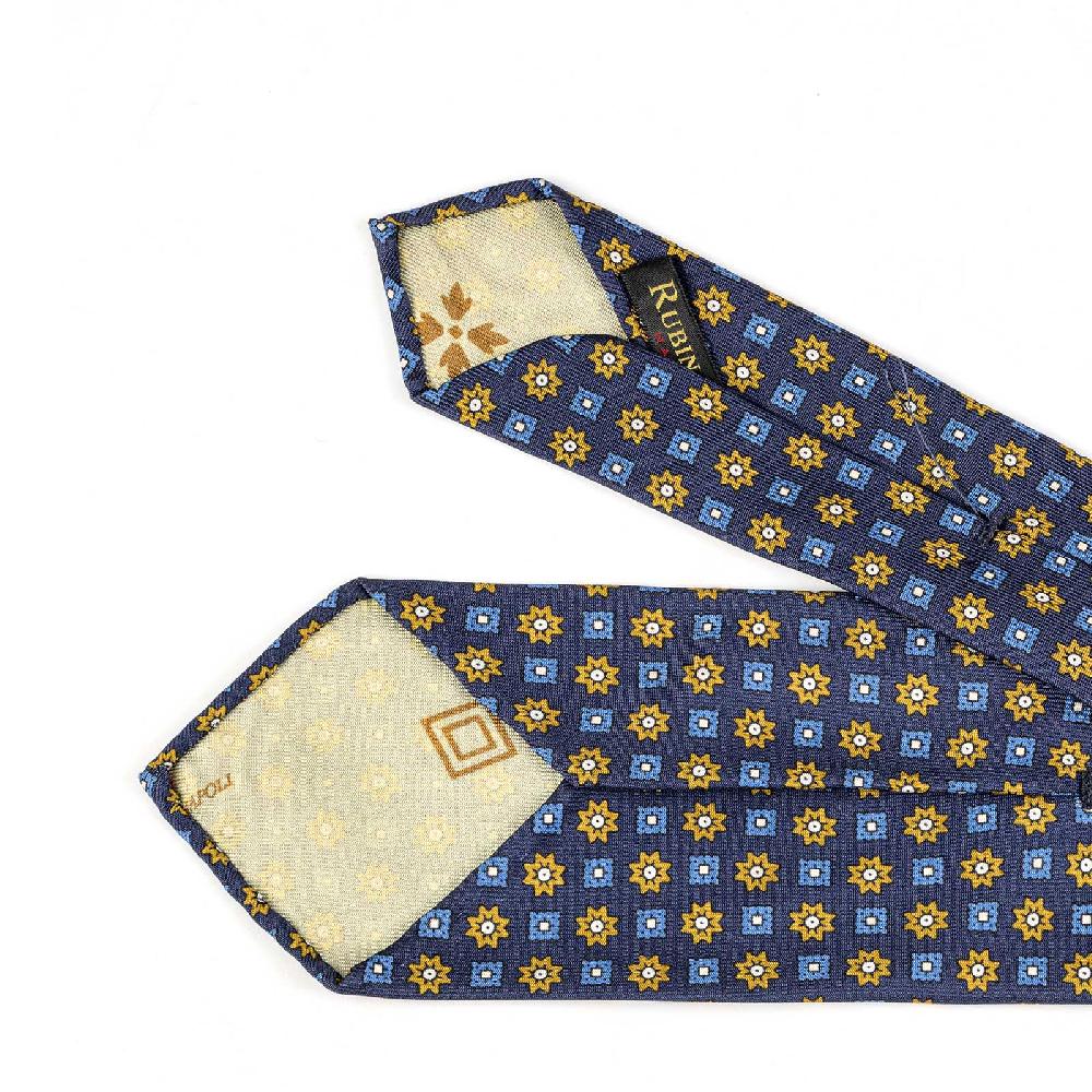 Rubinacci Cravatta In Twill Di Seta Con Stampa Floreale Blu