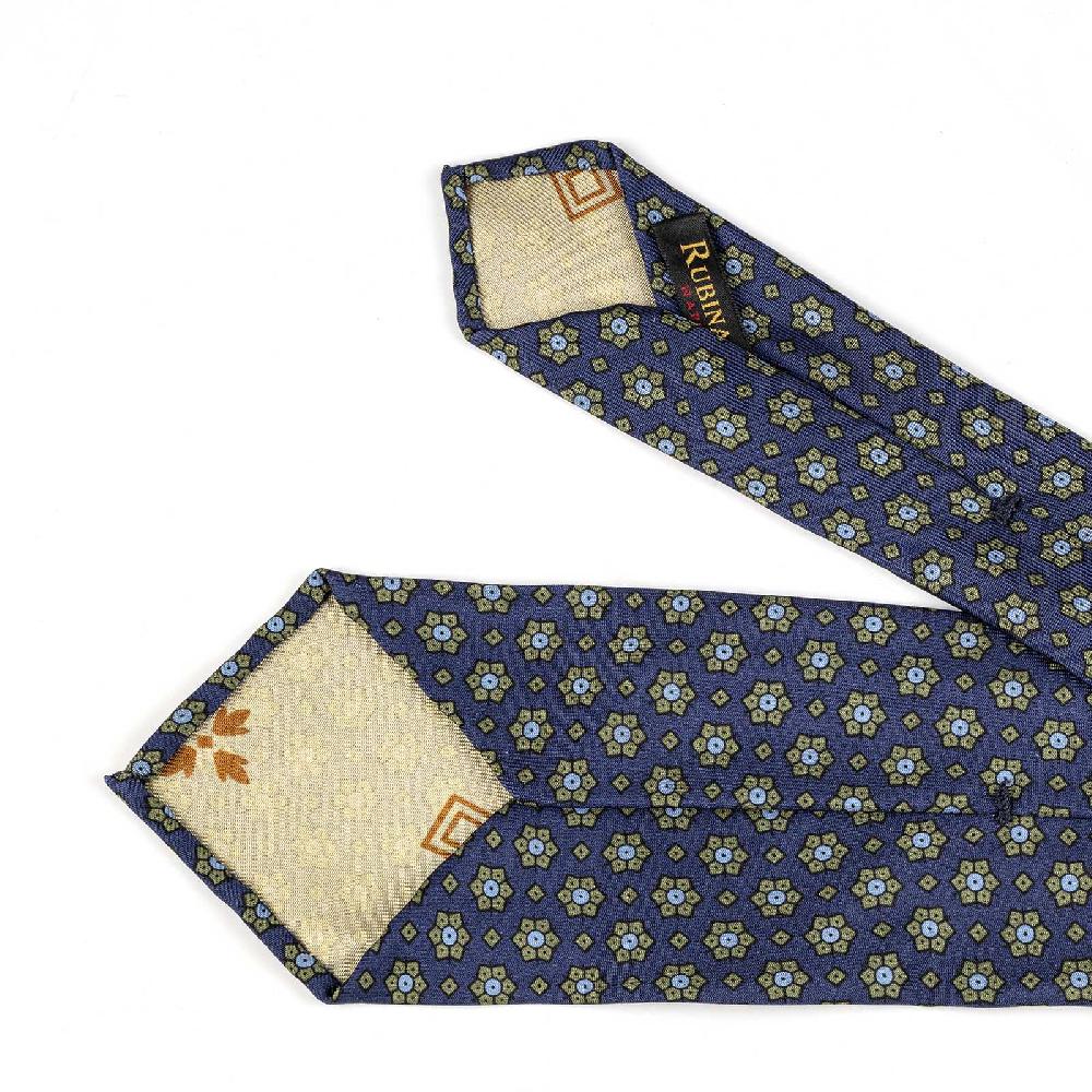 Rubinacci Cravatta In Twill Di Seta Con Stampa Floreale Blu