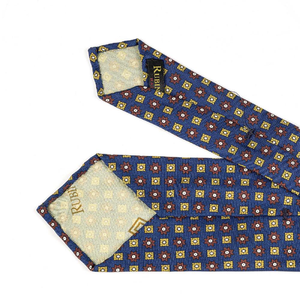 Rubinacci Cravatta In Twill Di Seta Con Stampa Floreale Bluette