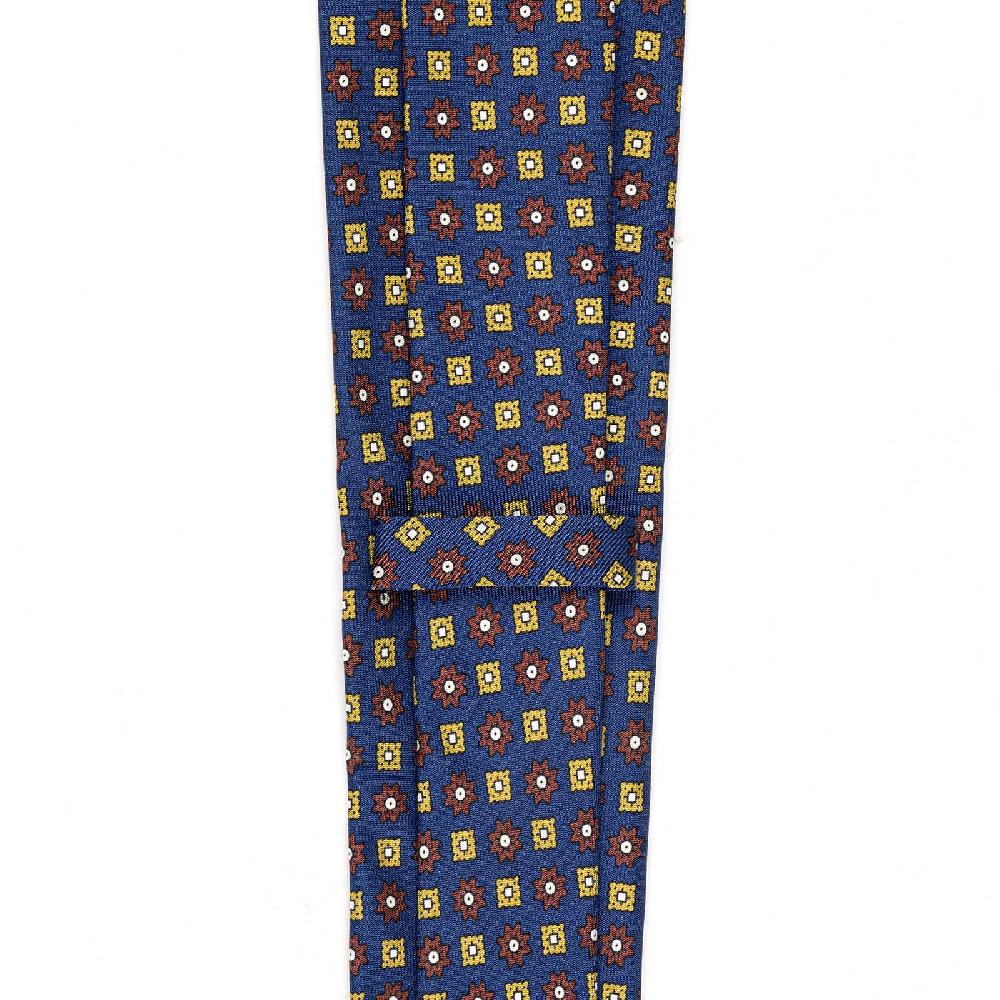 Rubinacci Cravatta In Twill Di Seta Con Stampa Floreale Bluette