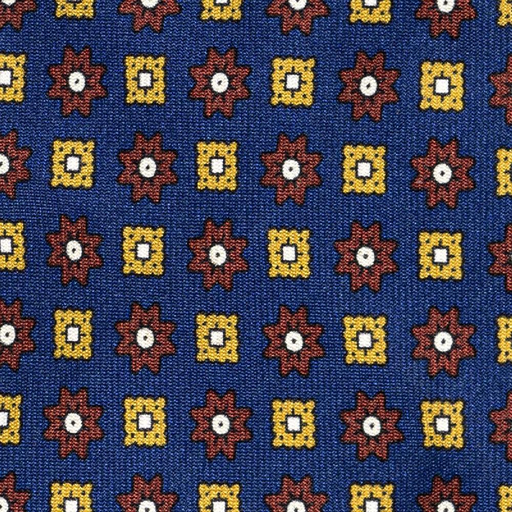 Rubinacci Cravatta In Twill Di Seta Con Stampa Floreale Bluette