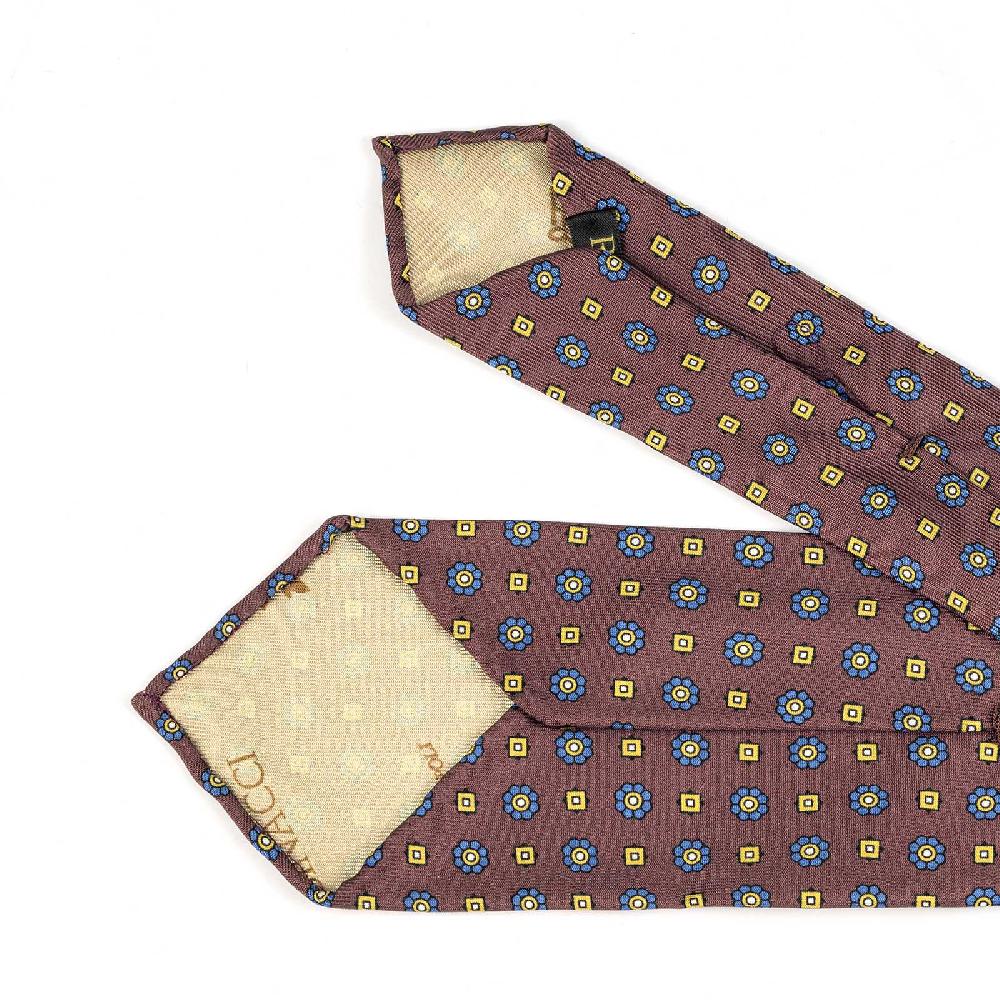 Rubinacci Cravatta In Twill Di Seta Con Stampa Floreale Bordeaux