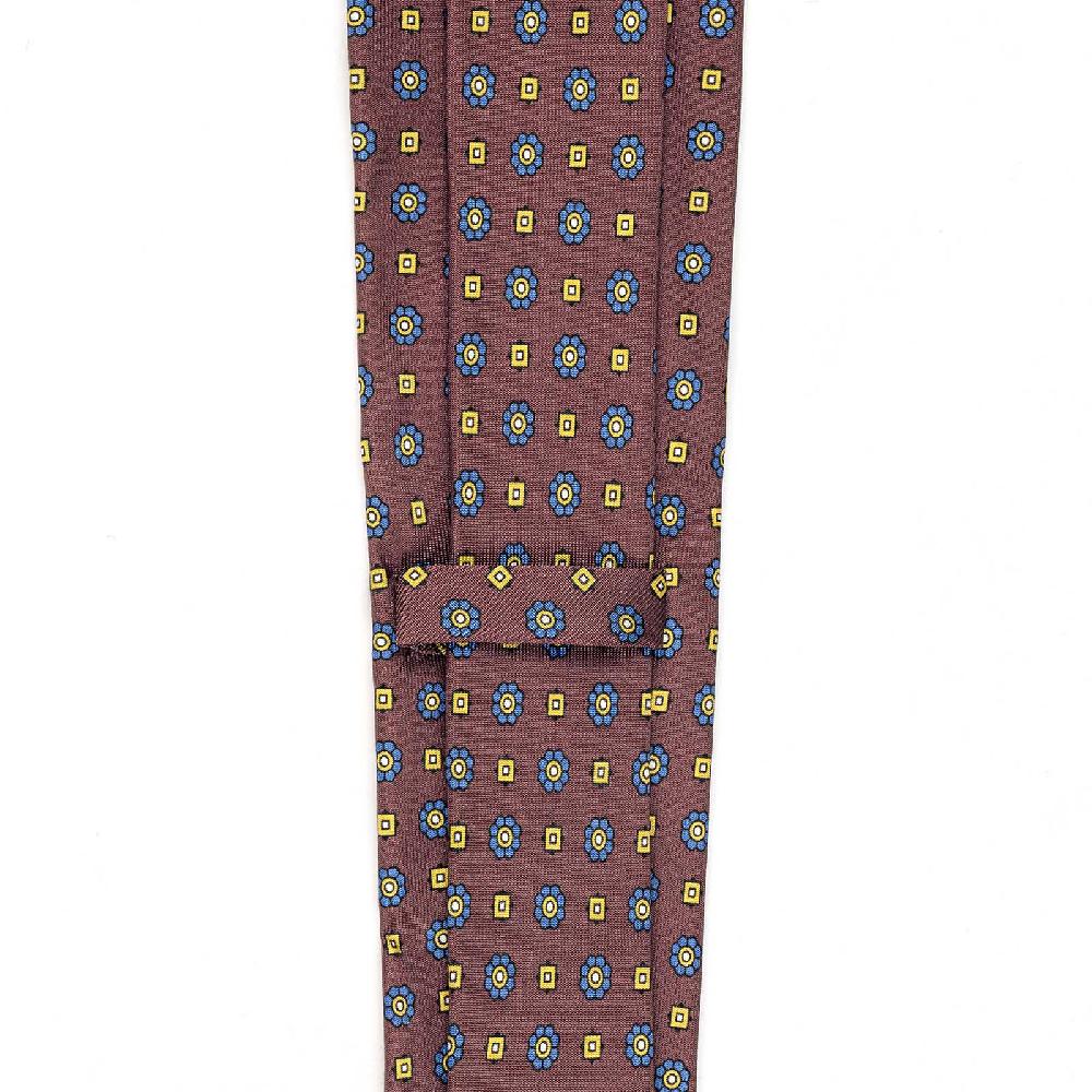 Rubinacci Cravatta In Twill Di Seta Con Stampa Floreale Bordeaux