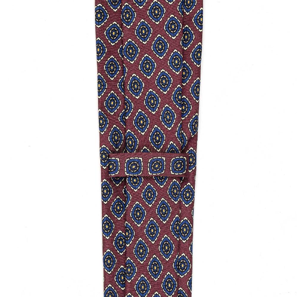 Rubinacci Cravatta In Twill Di Seta Con Stampa Floreale Bordeaux
