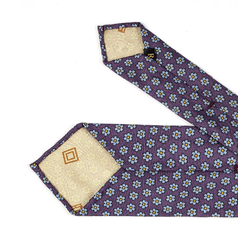 Rubinacci Cravatta In Twill Di Seta Con Stampa Floreale Vino