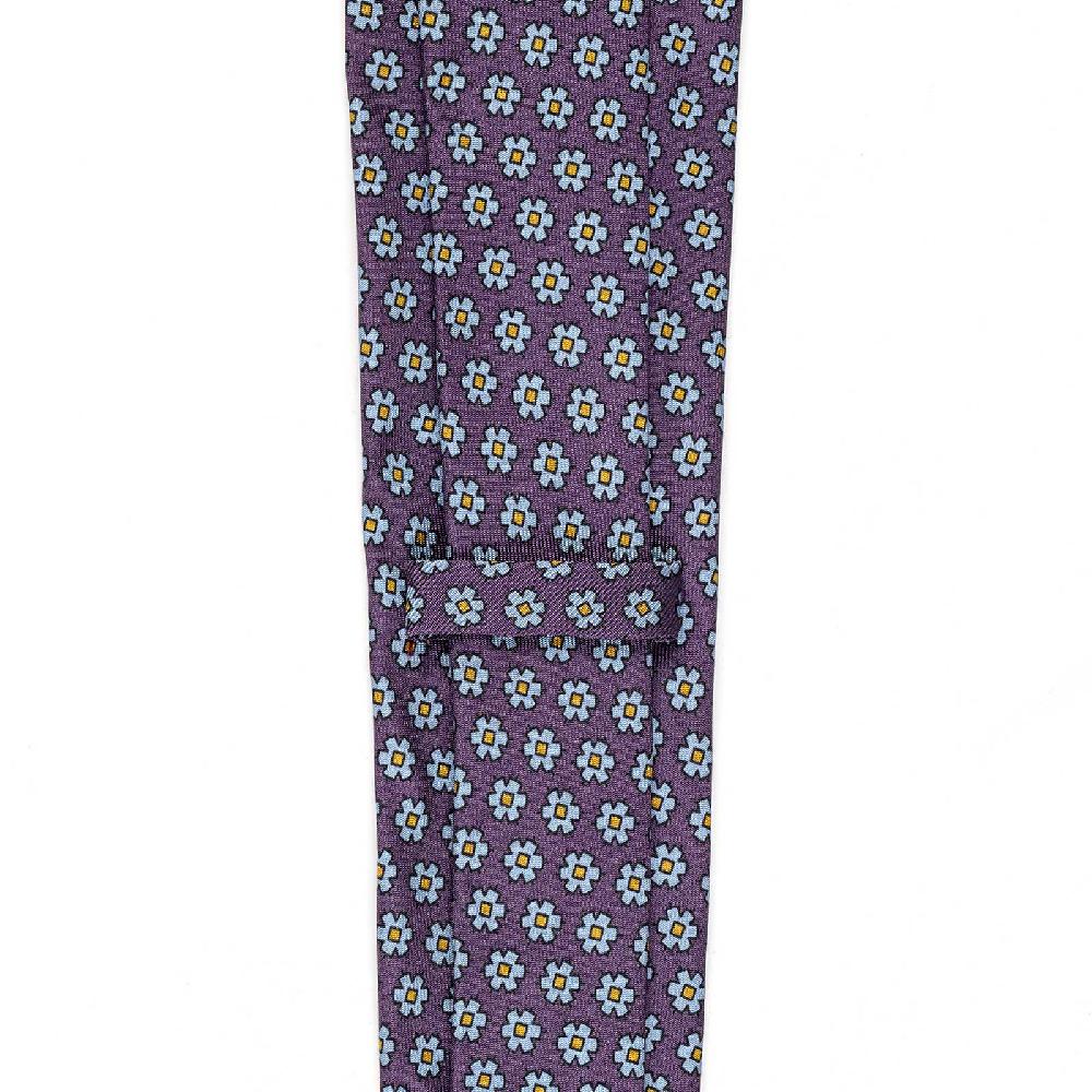 Rubinacci Cravatta In Twill Di Seta Con Stampa Floreale Vino