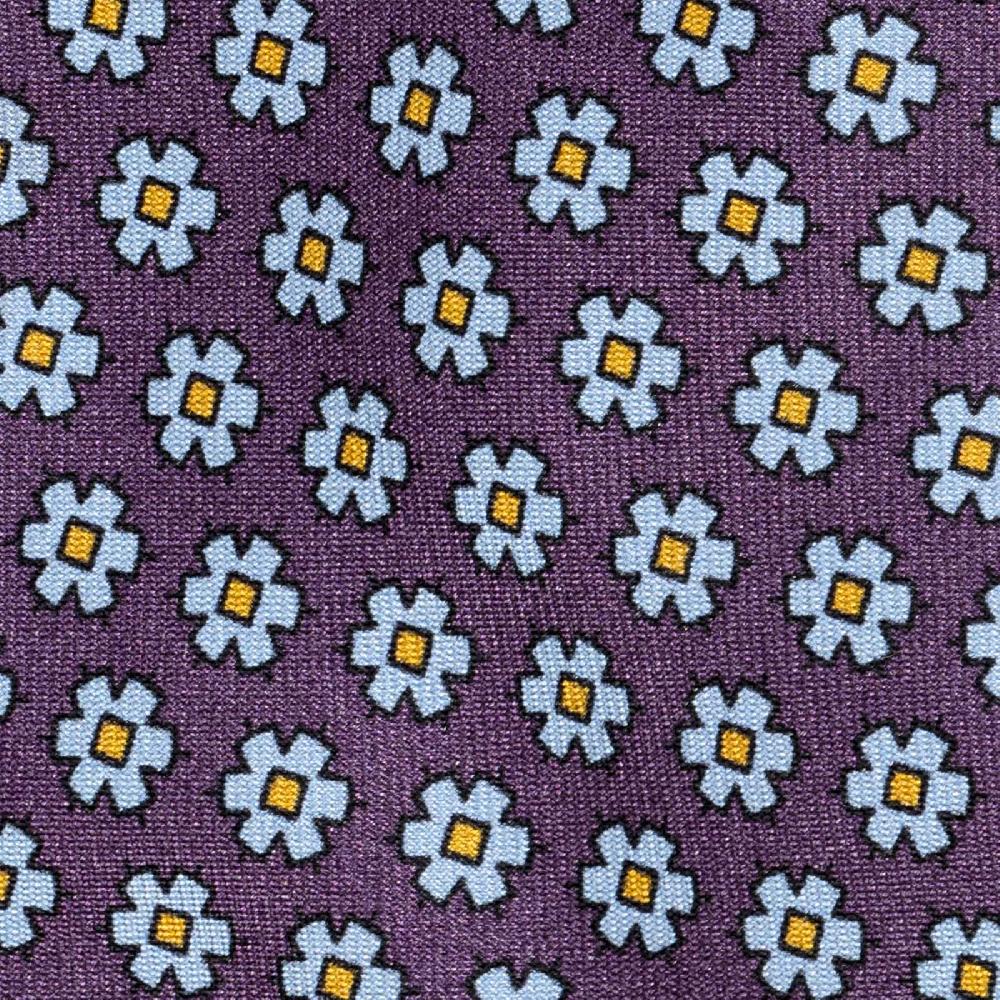 Rubinacci Cravatta In Twill Di Seta Con Stampa Floreale Vino