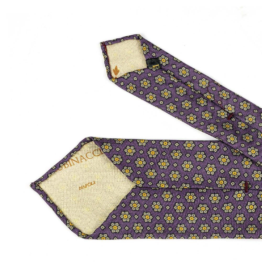 Rubinacci Cravatta In Twill Di Seta Con Stampa Floreale Vino