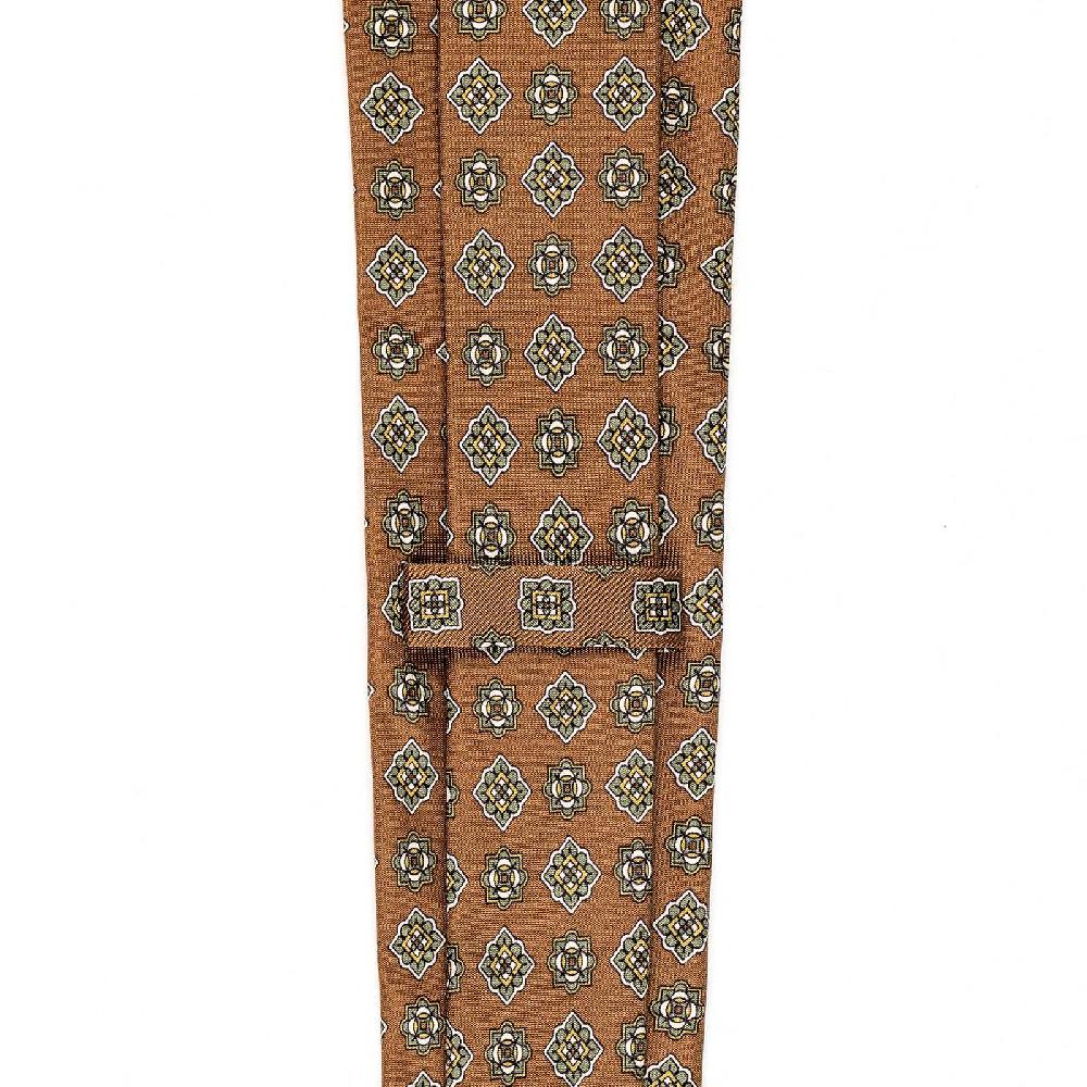 Rubinacci Cravatta In Twill Di Seta Con Stampa Geometrica Beige