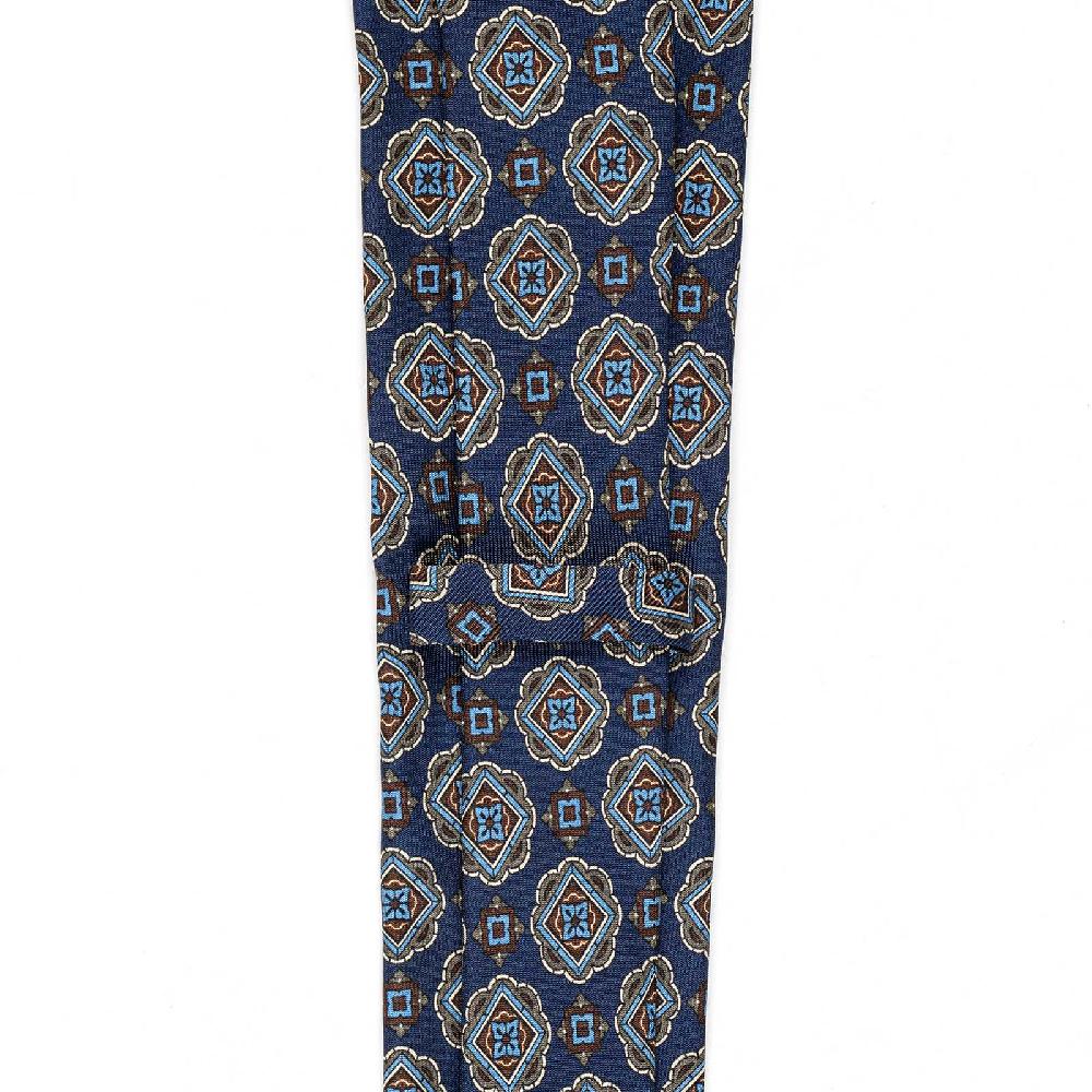 Rubinacci Cravatta In Twill Di Seta Con Stampa Geometrica Blu