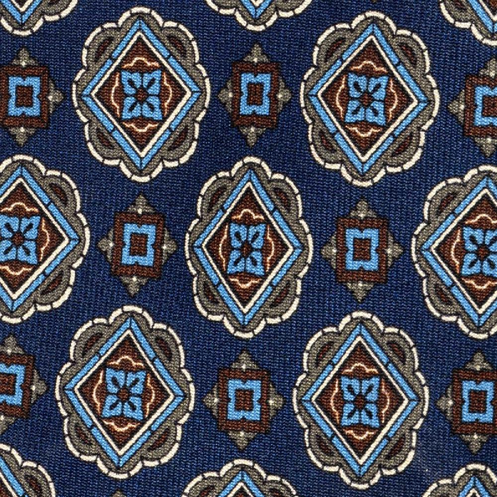 Rubinacci Cravatta In Twill Di Seta Con Stampa Geometrica Blu